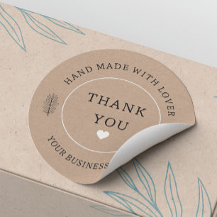 handgefertigt mit Liebe danke Runder Aufkleber