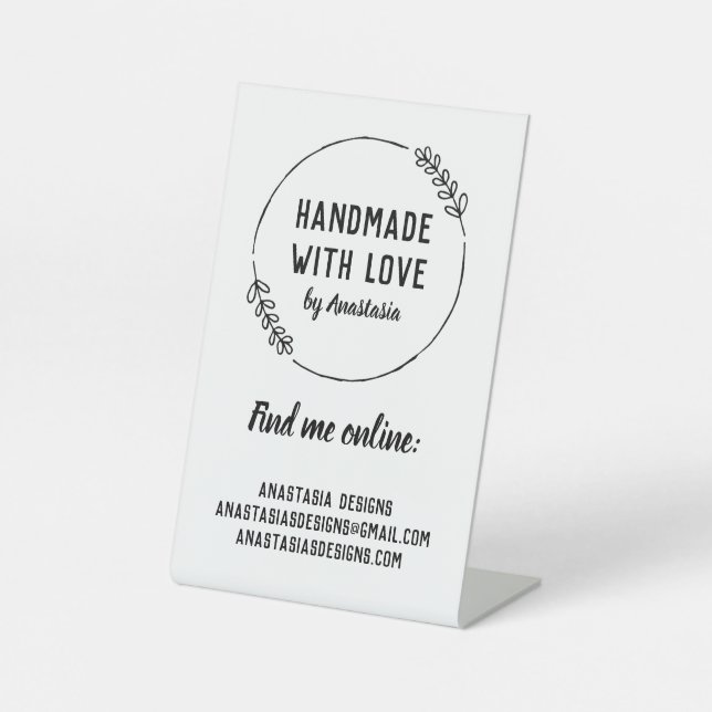 Handgefertigt mit Liebe Doodle Wreath Craft Busine Sockelschild (Vorderseite)