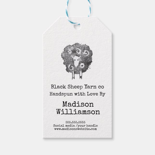 Handgefertigt mit Liebe | Dyed Yarn | Sheep Print Geschenkanhänger (Vorderseite)