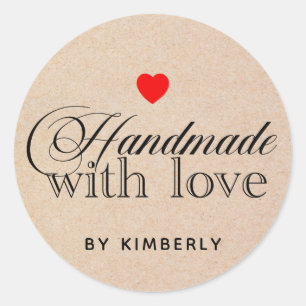 Handgefertigt mit Liebe Einfach klassischer Rundau Runder Aufkleber