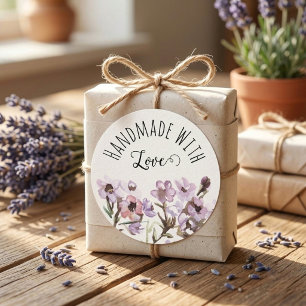 Handgefertigt mit Liebe Floral Verpackung Runder Aufkleber
