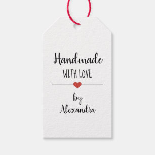 Handgefertigt mit Liebe, ganz in Weiß Geschenkanhänger