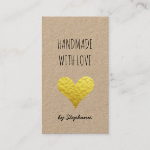 Handgefertigt mit Liebe Gold Herz   Kraftpapier Ru Visitenkarte