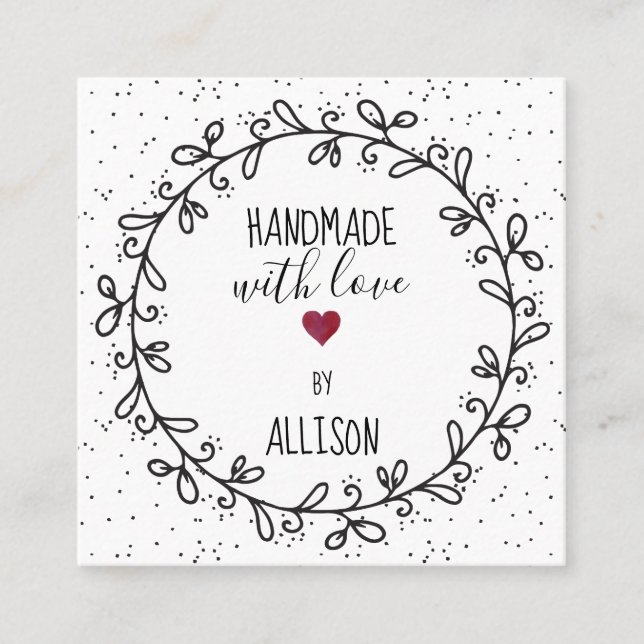 Handgefertigt mit Liebe Handwerkskunst 2-seitige H Quadratische Visitenkarte (Vorderseite)