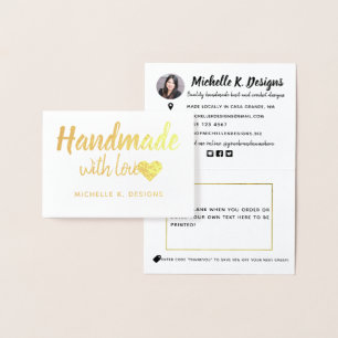 Handgefertigt mit Liebe Heart Shop Packung Hinweis Folienkarte