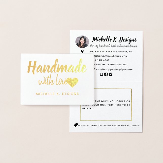 Handgefertigt mit Liebe Heart Shop Packung Hinweis Folienkarte (Anzeige)