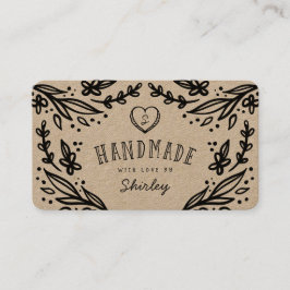 Handgefertigt mit Liebe-Herz-Monogram-Blumendesign Visitenkarte