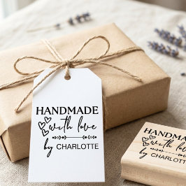 Handgefertigt mit Liebe Herzen Elegante Schriftart Gummistempel