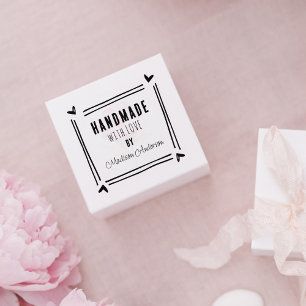 Handgefertigt mit Liebe, Herzrahmen Gummistempel