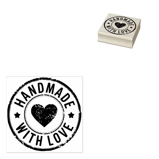 Handgefertigt mit Liebe Holz Art Gummi Briefmarke Gummistempel (Stempel)