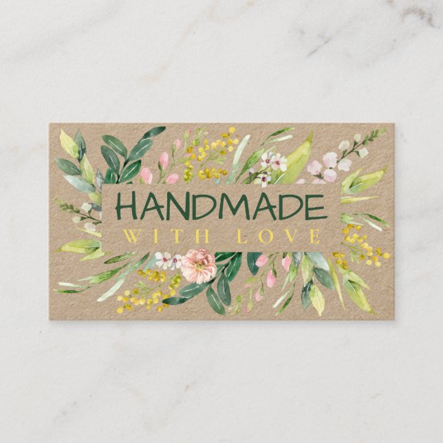 Handgefertigt mit Liebe Kraft Federblende Anordnun Visitenkarte (Vorderseite)