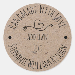 Handgefertigt mit Liebe-Kraft-Papieretikett   Hand Runder Aufkleber