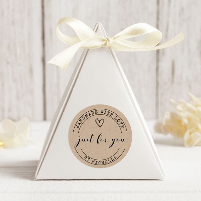 Handgefertigt mit Liebe Kraft Personalisiert Aufkl Runder Aufkleber (Von Creator hochgeladen)