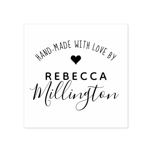 Handgefertigt mit Liebe | Kunsthandwerkliche Unter Gummistempel (Prägung)