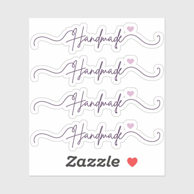 Handgefertigt mit Liebe Lila Verpackung für Kleinu Aufkleber (Blatt)