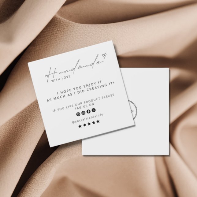 Handgefertigt mit Liebe Logo für kleine Unternehme Quadratische Visitenkarte (Von Creator hochgeladen)