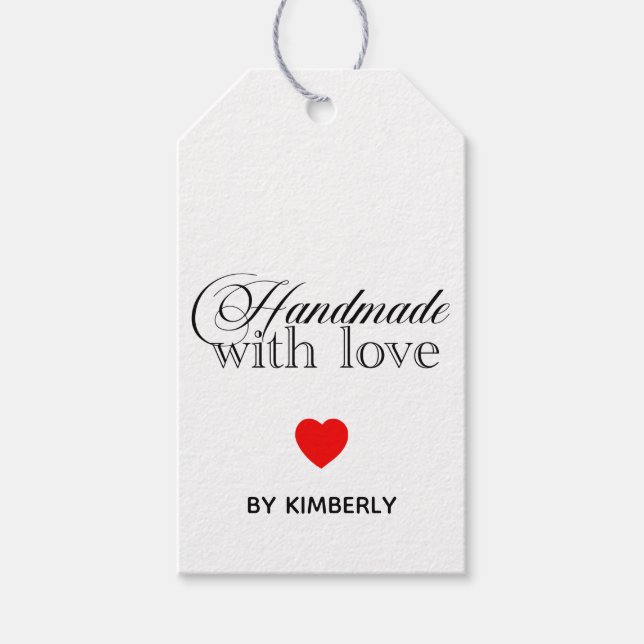 Handgefertigt mit Liebe Minimalistisch Geschenkanhänger (Vorderseite)