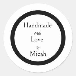 Handgefertigt mit Liebe Modern Minimalistisch Einf Runder Aufkleber