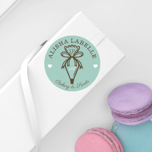 Handgefertigt mit Liebe Moderne Bäckereiröhre Aqua Runder Aufkleber