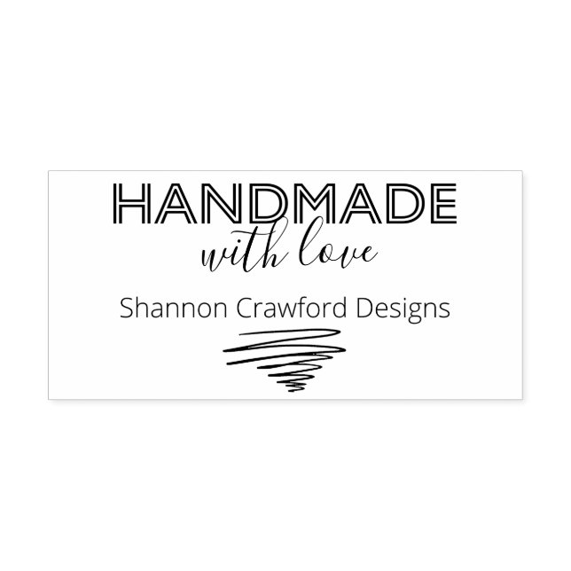 Handgefertigt mit Liebe Modernes Retro-Signature-S Gummistempel (Prägung)