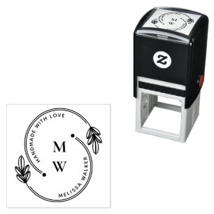 Handgefertigt mit Liebe Monogram Modern Permastempel