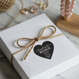 Handgefertigt mit Liebe-Monogramm-Schwarz Herz-Aufkleber