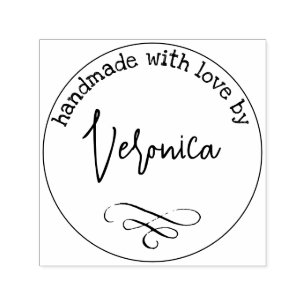 Handgefertigt mit Liebe nach Vornamen Permastempel