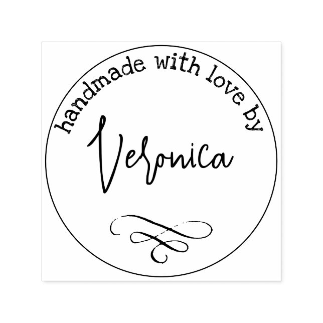 Handgefertigt mit Liebe nach Vornamen Permastempel (Design)