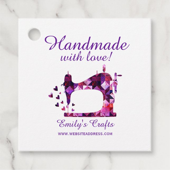 Handgefertigt mit Liebe Nähflugzeug Geschenkanhänger (Vorderseite)