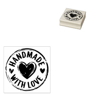 Handgefertigt mit Liebe Niedliches Herz Briefmarke Gummistempel