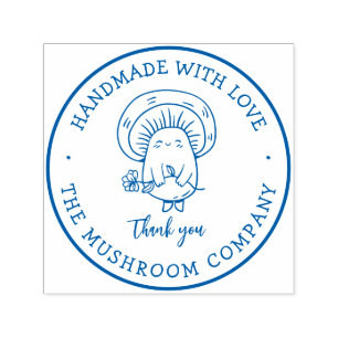 Handgefertigt mit Liebe Niedliches Pilzbetikett Permastempel