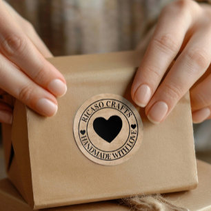 Handgefertigt mit Liebe personalisiert Runder Aufkleber