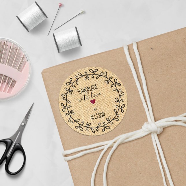 Handgefertigt mit Liebe Personalisierte Imitate Runder Aufkleber (Von Creator hochgeladen)