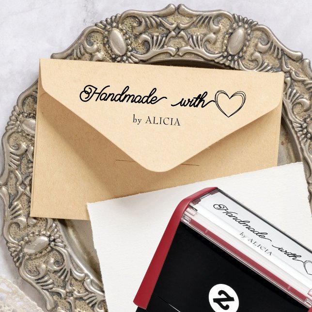 Handgefertigt mit Liebe Personalisierte KautschukB Permastempel (Von Creator hochgeladen)