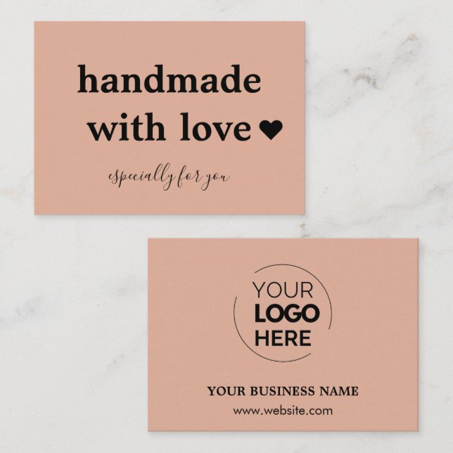 Handgefertigt mit Liebe | Pink für das benutzerdef Visitenkarte (Vorne/Hinten)