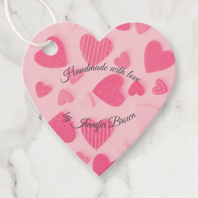 Handgefertigt mit Liebe-Produkt oder Geschenktaste Geschenkanhänger (Vorderseite)
