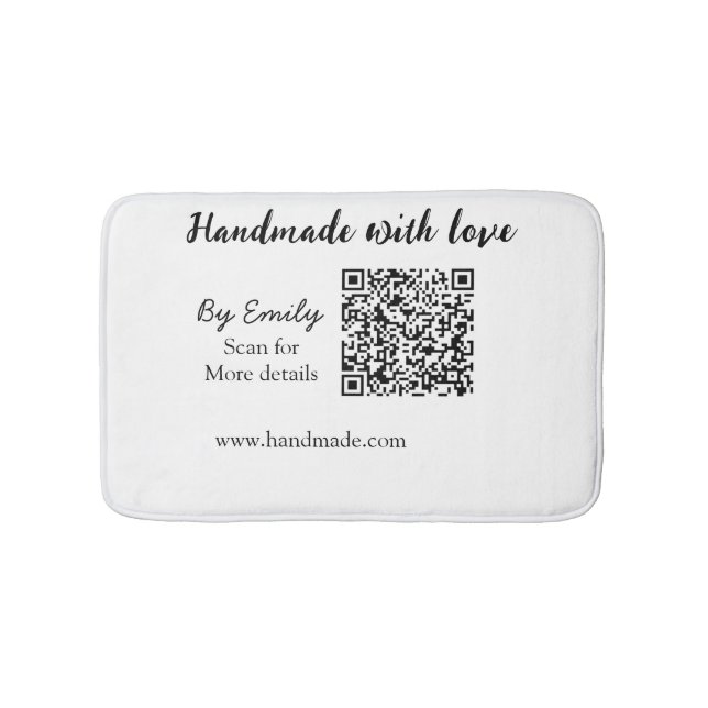 Handgefertigt mit Liebe Q R Code kleine Unternehme Badematte (Vorderseite)