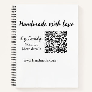 Handgefertigt mit Liebe Q R Code Kleinunternehmens Notizbuch