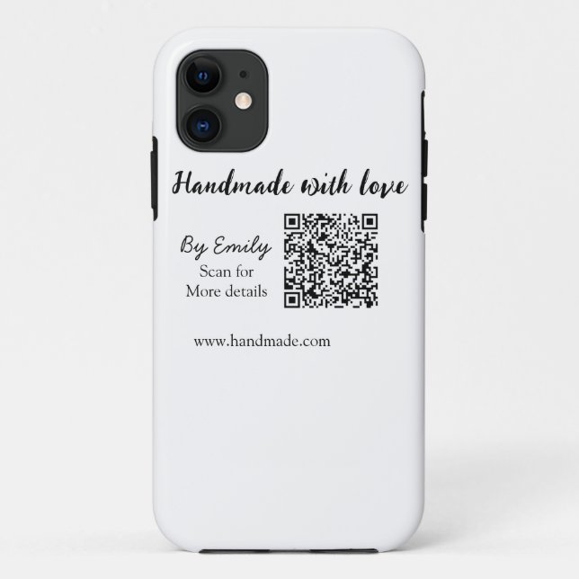 Handgefertigt mit Liebe Q R Code Website für klein Case-Mate iPhone Hülle (Rückseite)