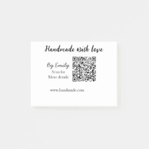 Handgefertigt mit Liebe QR-Code kleine Unternehmen Post-it Klebezettel