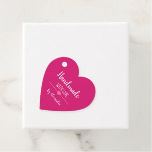 Handgefertigt mit Liebe rosa Geschenkanhänger