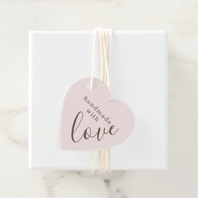 Handgefertigt mit Liebe Rosa Herz Geschenkanhänger (Beispiel)