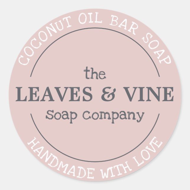 Handgefertigt mit Liebe rosa Runder Aufkleber (Vorderseite)