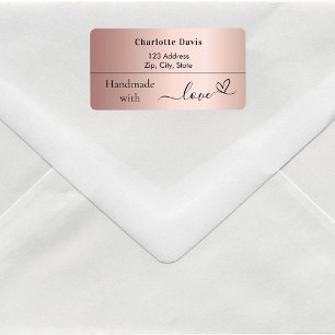 Handgefertigt mit Liebe Rose Goldname Rücksendeadr Adressaufkleber