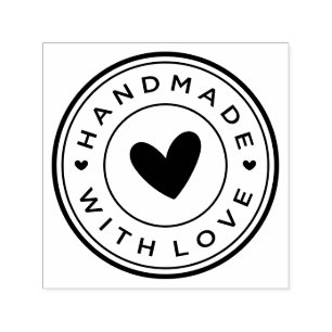 Handgefertigt mit Liebe Rund Icon Permastempel