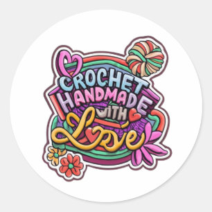 Handgefertigt mit Liebe Runder Aufkleber