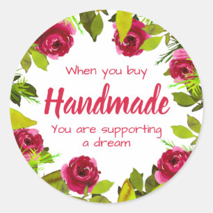 Handgefertigt mit Liebe Runder Aufkleber