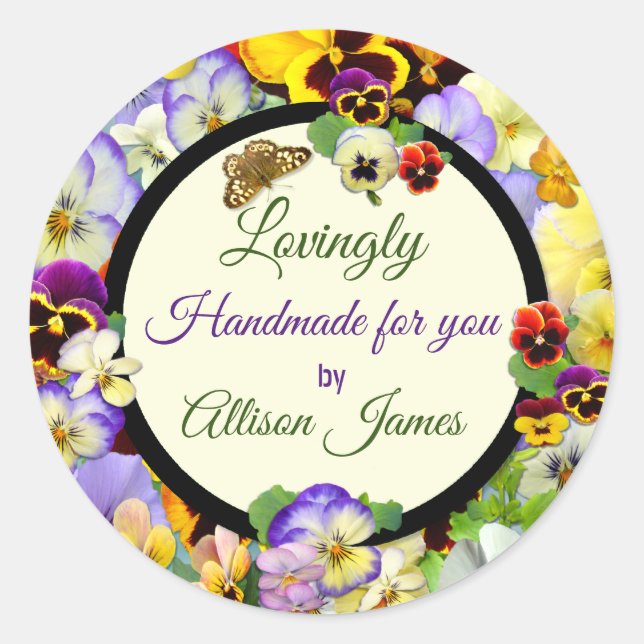 Handgefertigt mit Liebe! Runder Aufkleber (Vorderseite)