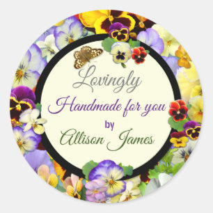 Handgefertigt mit Liebe! Runder Aufkleber