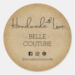 Handgefertigt mit Liebe Rustic Ombre Kraft Look Cu Runder Aufkleber